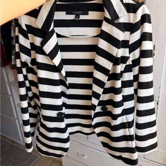 Sandro Black and White Striped Blazer - Picture 8 of 8